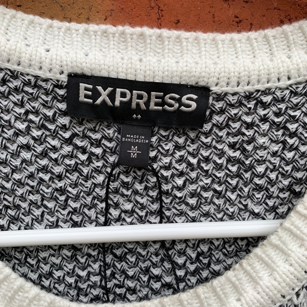 Express Black and White Knit Long Sleeve Sweater - Picture 2 of 6